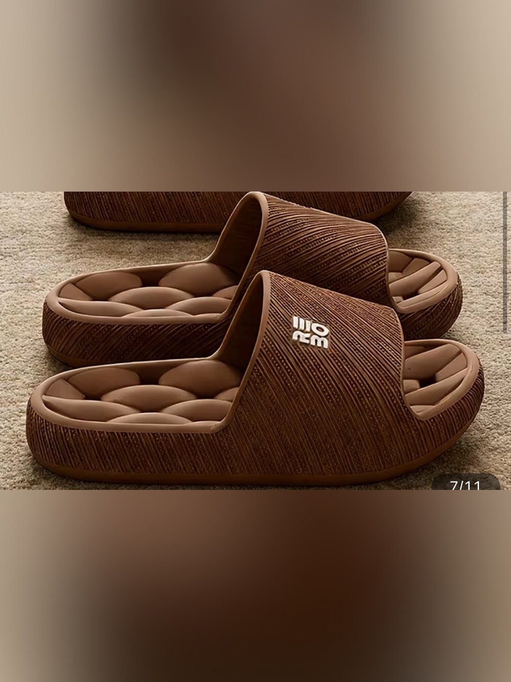 Men's Brown BMB Bamboo Slide Sandals - Comfortable Padded Footbed